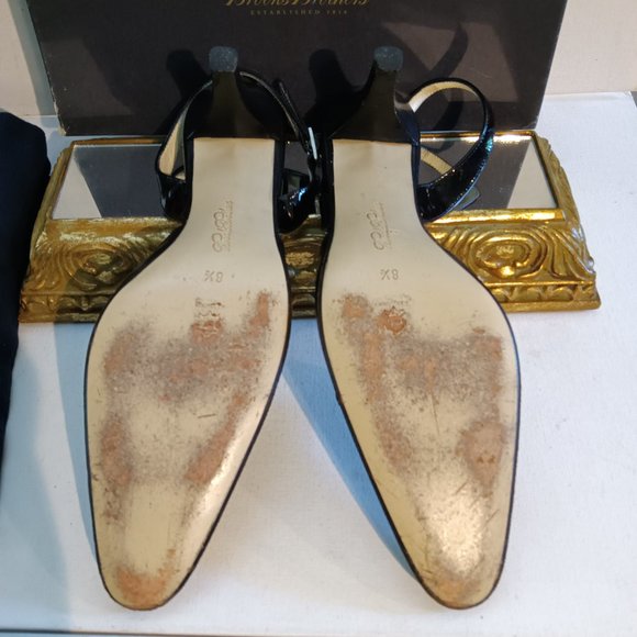 Brooks Brothers Y2K Classic Martine Black Leather Spectator Sling Back Heels 8.5 - Picture 9 of 9